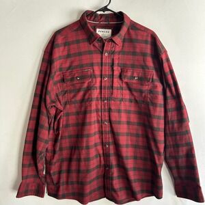 Poncho Outdoors  XL Red Black Buffalo Plaid Magnetic Pocket Button Down Shirt